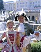 Couple, Model Released, Period Costume, Peterhof Pa. Couple, Holiday, Landmark, Model, Palace, Period costume, Peterhof, Petersburg, Petrodvorets, Released, Russia, Tourism, Travel
