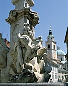 Ljubljana, Robbov Fountain, Robbov Vodnjak, Sloveni. Fountain, Holiday, Landmark, Ljubljana, Robbov, Slovenia, Europe, Tourism, Travel, Vacation, Vodnjak