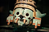 Prehispanic clay pot at Templo Mayor Museum, Mexico City