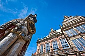 Roland statue and the historic town hall, Bremen, Germany, Europe