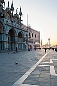 St. Mark´s square with St. Mark´s cathedral and Palazzo Ducale at dawn, Venice, Italy, Europe