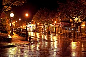 Town of Bar Harbor at night, Maine, ME, USA