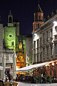 Croatia, Split, Pjaca, People's Square, Clock Tower, cafes, people, nightlife