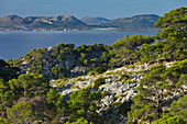 View from Cap de Formentor over bay of Pollenca, Majorca, Spain