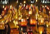 Traffic in motion in Edsa at night, Manila, Makati, Metro Manila, Luzon Island, Philippines, Asia