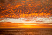 Dramatisch angeleuchtete Wolken bei Sonnenuntergang, Blick von an Bord Kreuzfahrtschiff MS Deutschland, Reederei Peter Deilmann, während einer Südamerika-Kreuzfahrt, Südpazifischer Ozean, Südpazifik, nahe Chile, Südamerika