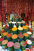 Spices on the bazaar in the Old Town of Fethiye, lycian coast, Mediterranean Sea, Turkey