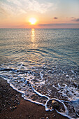 Sunrise on the beach, Cirali, lycian coast, Mediterranean Sea, Turkey, Asia