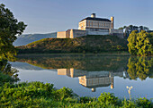 Trautenfels castle with reflection in the lake, Ennstal, Liezen, Steiermark, Austria