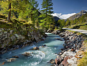 Gschloessbach river with Grossvenediger mountain in the background, Innergschloess, Hohe Tauern, East Tyrol, Tyrol, Austria