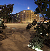 Sculpture on Schwarzenbergplatz square at night, 4. Bezirk, Vienna, Austria