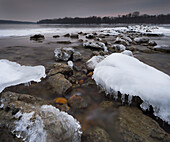 Icy Danube river,Haslau,Lower Austria,Austria