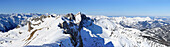 Panorama of Rofan range with Seekarlspitze and Hochiss, Karwendel range in the background, Rofanspitze, Rofan, Tyrol, Austria, Europe