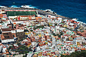 High angle view of the town of Garachico, Tenerife, Canary Islands, Spain, Europe