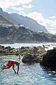 People bathing in natural pools, Garachico, Tenerife, Canary Islands, Spain, Europe