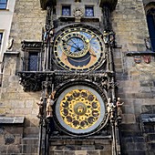 Orloj astronomical clock at old town city hall, Prague, Czech Republic