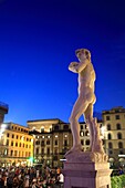 Italy, Tuscany, Florence, copy of David of Michelangelo in Signoria square.