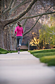 Woman running in park