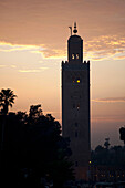 Silhouette of Koutoubia mosque. Koutoubia Mosque, Marrakech, Morocco