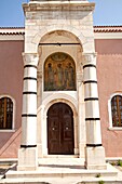 Portal of Skiathos Towns main church Ekklisia Tris Lerarches, Skiathos Island, Northern Sporades, Greece