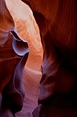 Antelope Canyon  Probably the most visited and photographed slot canyon in the South West  The light enter into the narrow canyon walls creating beautiful colours in the sanstone rock  Upper Antelope Canyon  Navajo Nation, Arizona, USA