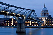 The Millennium Bridge and St Paul´s Cathedral, London, England