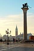 Sunrise at Saint Marks´s Square with Lion Pillar - Venice - Italy