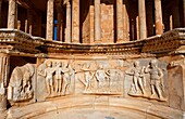 Relief sculptures at the front of the stage at the Roman theatre in Sabratha, Libya