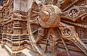 India - Orissa - Konark - sculpted chariot wheels at the Sun Temple