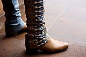 A charro wears silver decorated pants and boots during a charreria competition in Mexico City, June 8, 2008  Male rodeo competitors are ´Charros, ´ from which comes the word ´Charreria ´ Charreria is Mexico´s national sport