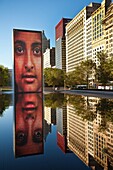 The Crown Fountain by Spanish artist Jaume Plensa in Millennium Park in Chicago, IL, USA