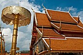 Temple roof and Ceremonial Umbrella, Wat Phra That Doi Suthep, Chiang Mai, Thailand