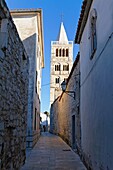 Croatia, Kvarner, Rab, Cathedral of St Mary the Great, bell tower of Romanesque church