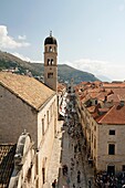 Tourists at Placa Stradun, Dubrovnik, UNESCO World Heritage Site, Croatia