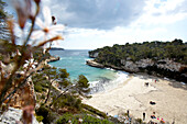 View over Cala de s Almunia, Santanyi, Majorca, Balearic Islands, Spain