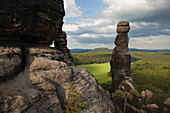 Rock needle Barbarine at Pfaffenstein Rock, National Park Saxon Switzerland, Elbe Sandstone Mountains, Saxony, Germany, Europe