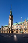 Rathaus im Sonnenlicht, Hamburg, Deutschland, Europa