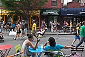 New York - United States, people walking in Bedford street in Williamsburg, greenpoint, Brooklyn