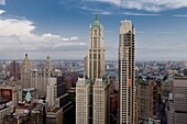 New York - United States, Woolworth building, south Manhattan skyline under the rain