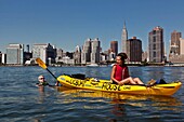 New York - United States, kayaking on the East river, man in the water