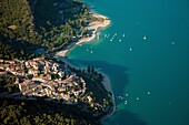 Southern France, Alpes de Haute Provence, Saint Croix of Verdon, perched village, aerial view