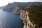 France, Bouches-du-Rhône, Marseille, Calanque, cliff, aerial vew