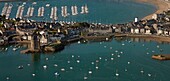 France, Ille-et-Vilaine, Saint Servan close to Saint Malo, Solidor Tower, harbor aerial view