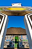Africa, South Africa, Mpumalanga Province, KwaNdebele, Ndebele tribe, Mabhoko village, one of the house of the artist Esther Mahlangu