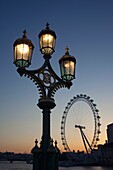 England,London,London Eye and River Thames at Dawn