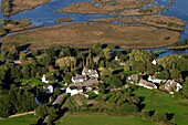 France, Loire-Atlantique (44), Saint Lyphard, hamlet of the regional park of the Grande Briere, (aerial view)