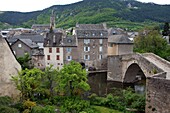 France, Lozère (48), Mende, and picturesque tourist town of the Lot valley, the Pont Notre Dame