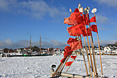 Winter im Hafen von Vitte, Insel Hiddensee, Ostsee, Mecklenburg Vorpommern, Deutschland, Europa