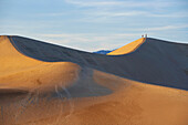 Blick auf Mesquite Flat Sand Dunes im Abendlicht, Death Valley National Park, Kalifornien, USA, Amerika