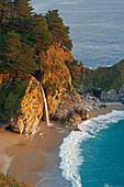 View of waterfall at the Pacific Coast, Julia Pfeiffer Burns State Park, California, USA, America